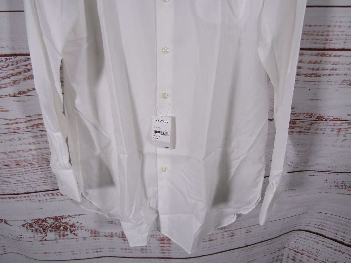 Nordstrom Men's White Long Sleeve Button Down Cotton Shirt Size 17/ 36