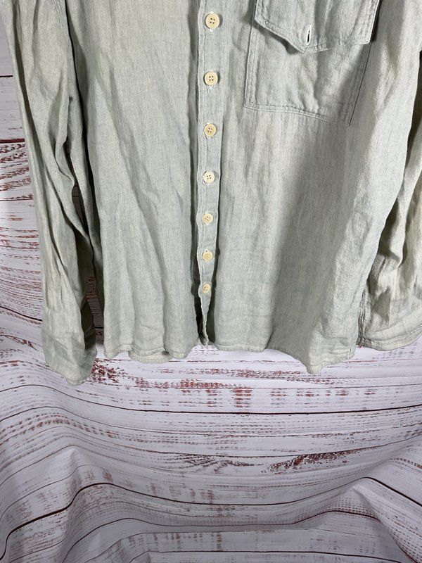 CP Shades Men's Linen Blend Grey Button Up Long Sleeve Shirt Size XL