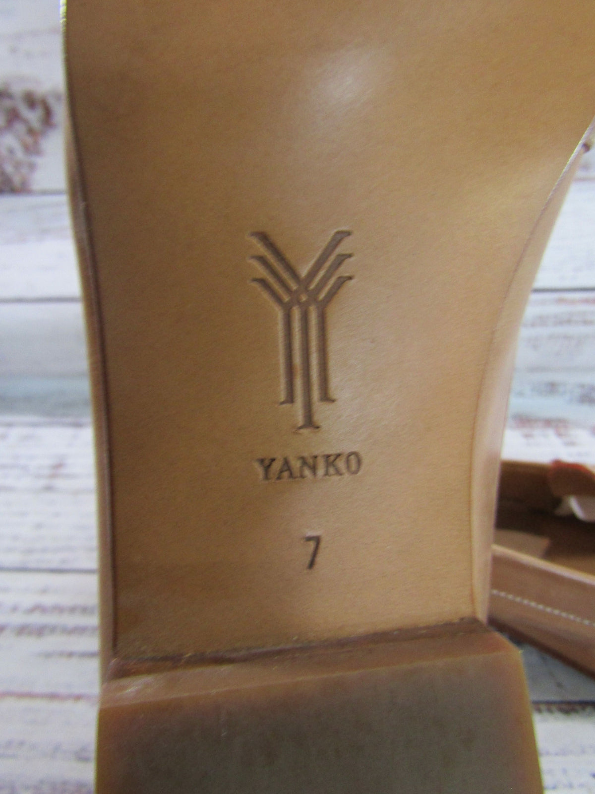 Yanko Men's Tan Leather Penny Loafers Size 7