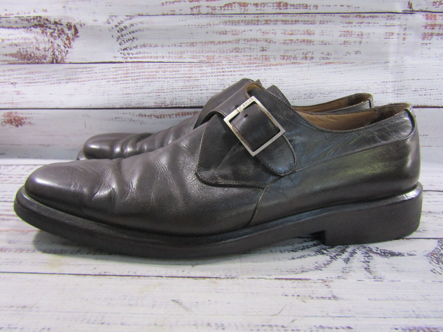 Bally Terni Men's Brown Leather Monk Strap Loafers Size 11 Made in Italy