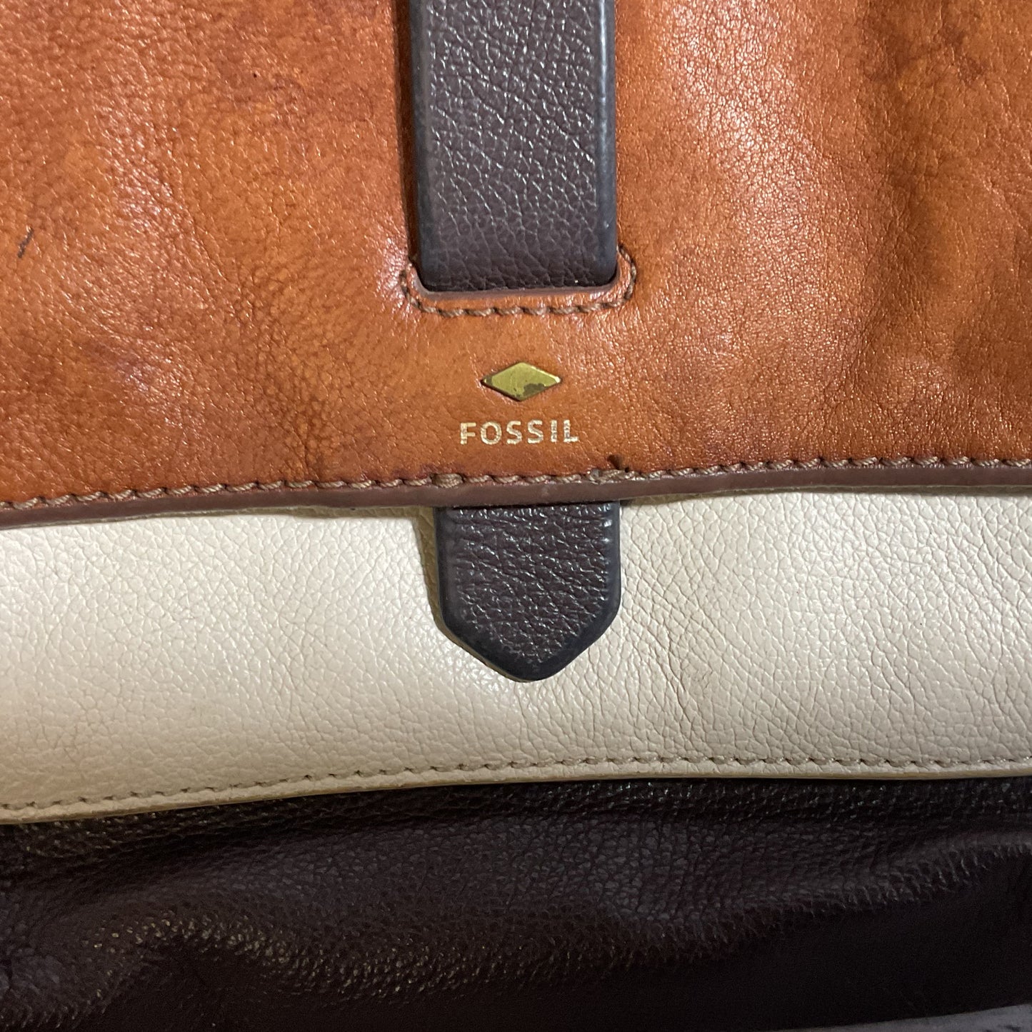 VTG. FOSSIL Colorblock Crossbody Leather Bag