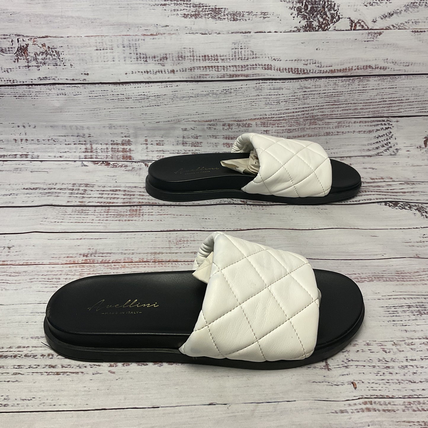 Avellini White Leather Slides Sandal Slipper Women 8.5