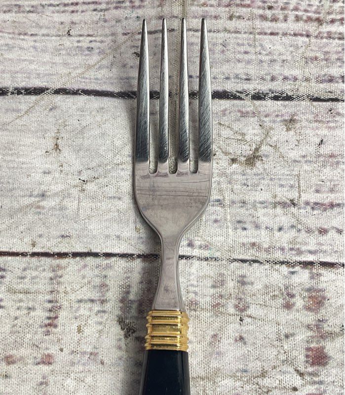 Laslo Mikasa Continental Set of 11 Stainless Steel Small Forks Black Gold