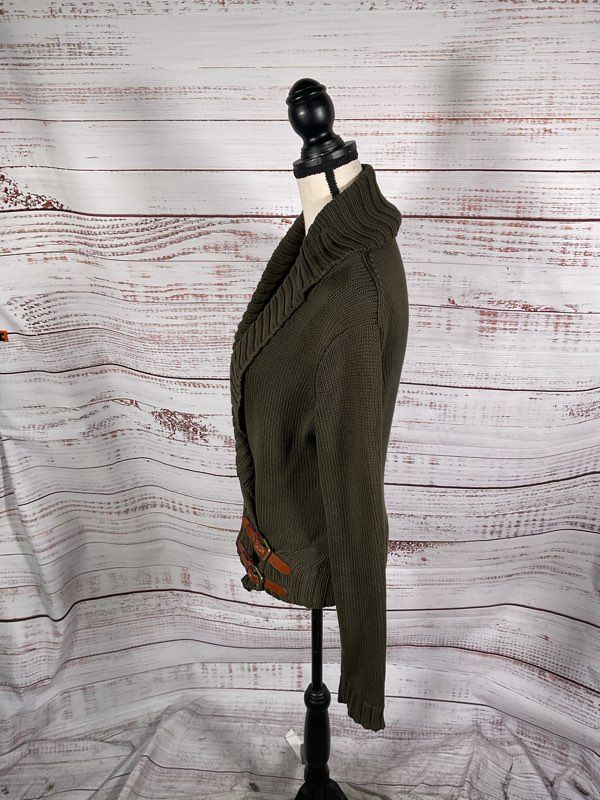 Ralph Lauren Black Label Women's Green Knit Cardigan Double Belted Size M