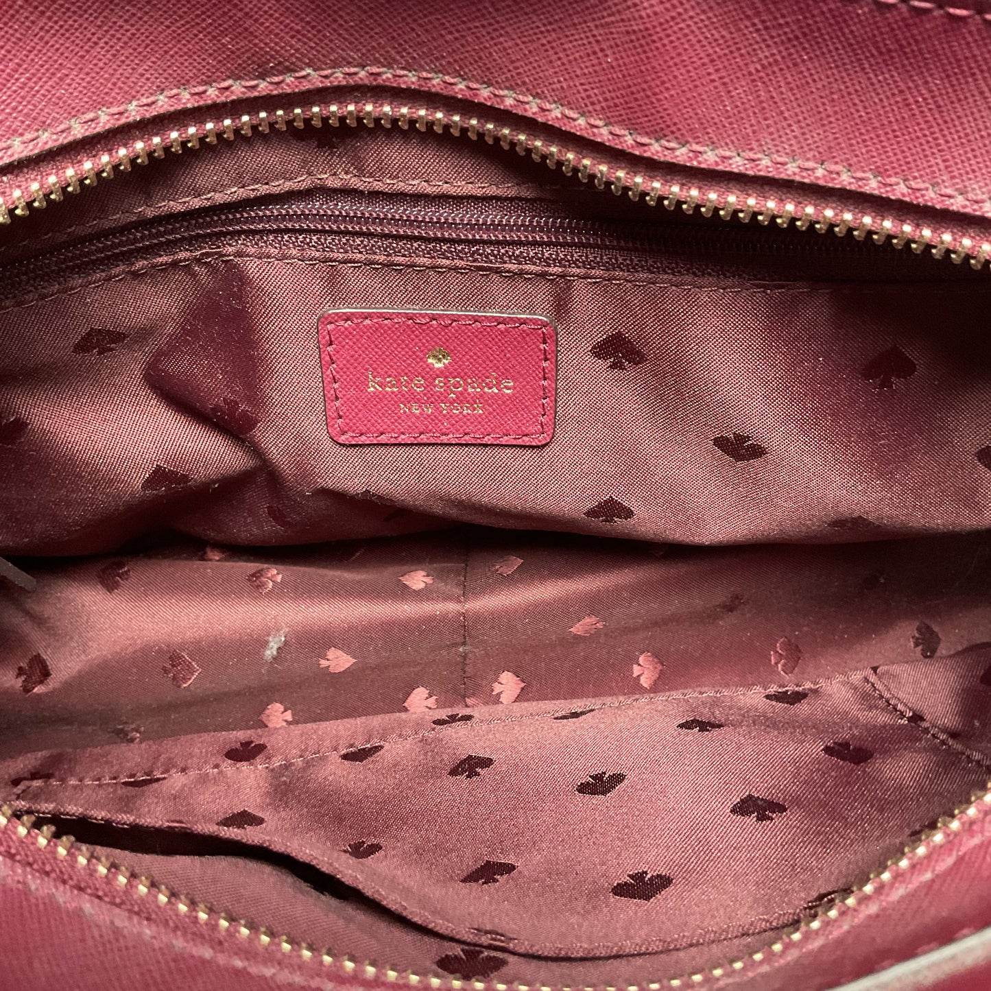 Kate Spade NY Laurel Way Reese Deep Plum Leather Satchel Top Handle Purse Bag