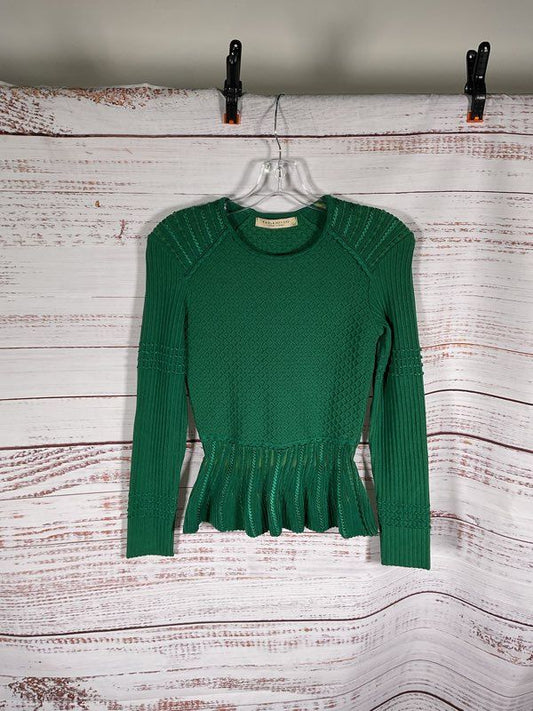 Paola Bernardi Women's Sarah Mixed-Knit Raglan Sleeve Peplum Top Size S