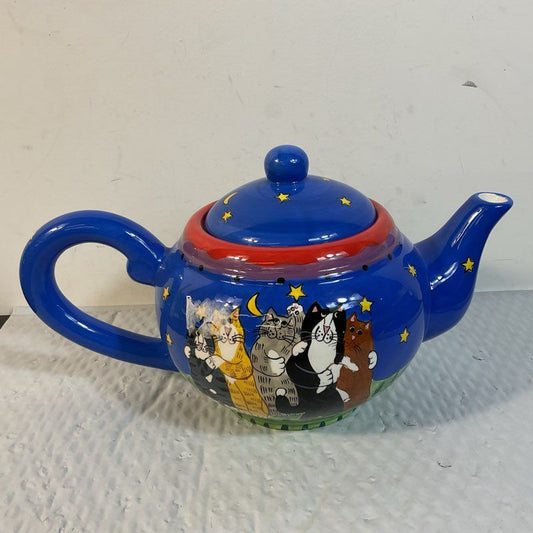 CATZILLA by CANDICE REITER Hand Painted Cats Teapot- 7.25"