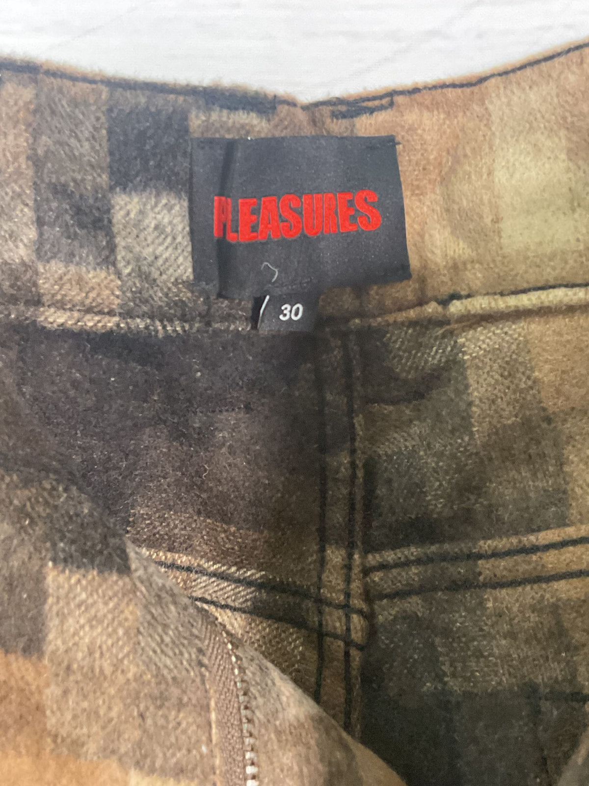 Pleasures Now Fuzzy Brown Pixel Pants NWT - Size 30