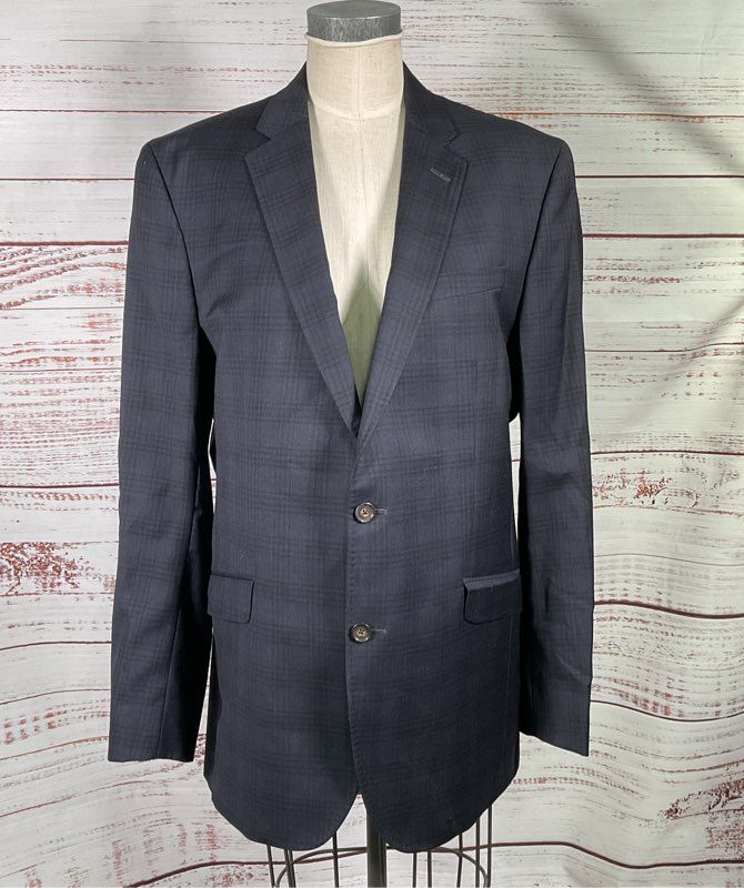 Ted Baker Plaid Endurance Jarrett Wool Blazer Navy 44