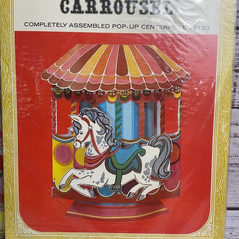 VTG. Gibson Pop Up Paper Centerpiece Bundle (Kitten Kake, Jack In Box, Carousel)