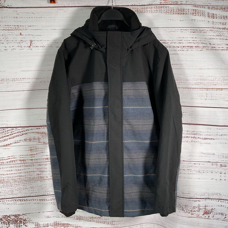 Pendleton Black/Blue Stripes Wool Blend Softshell Parka Jacket - Size Large