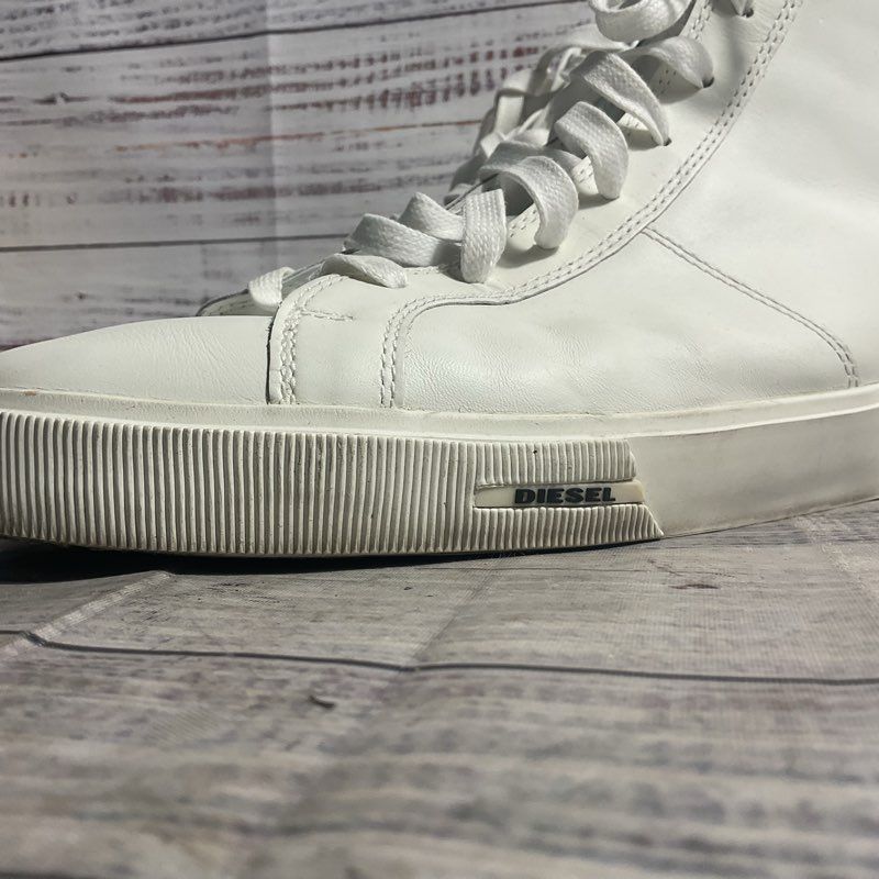 Diesel S-Mydori White Leather High Top Sneaker Casual Shoe Men's Size 12 US
