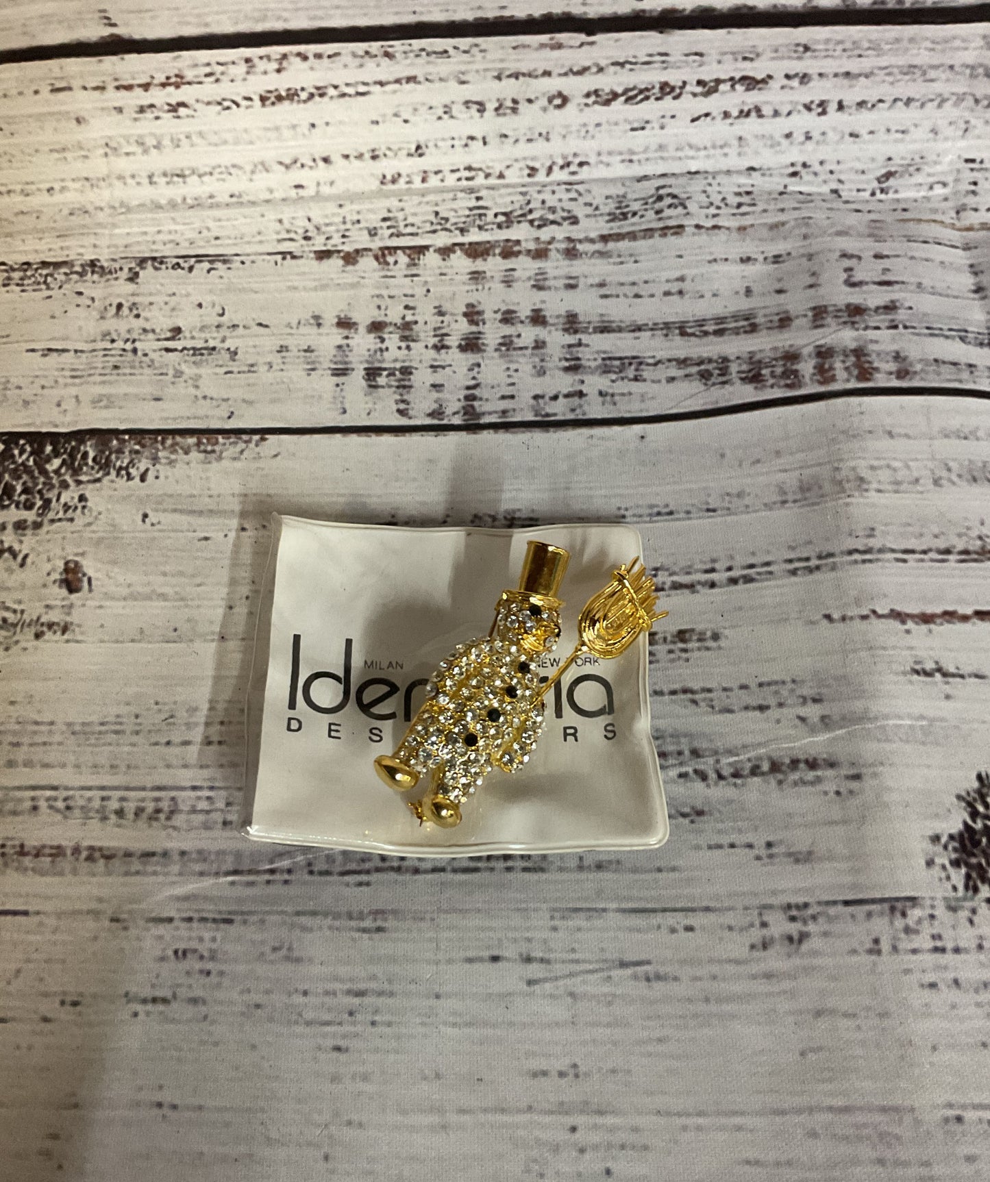 Idemaria Gold Tone Snowman Rhinestones Brooch Pin