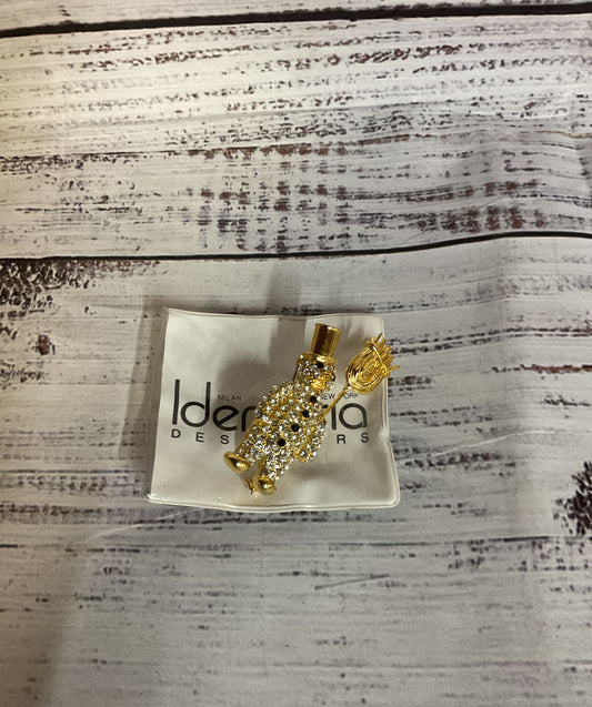 Idemaria Gold Tone Snowman Rhinestones Brooch Pin