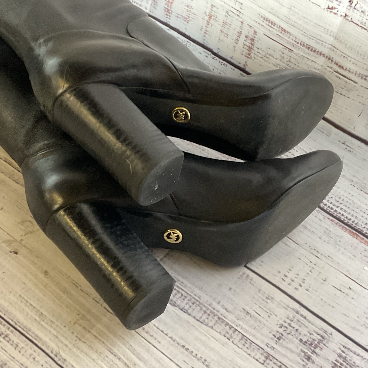 MICHAEL KORS Women's Black Tall Boots with Pom Pom Drawstring- SZ 8M