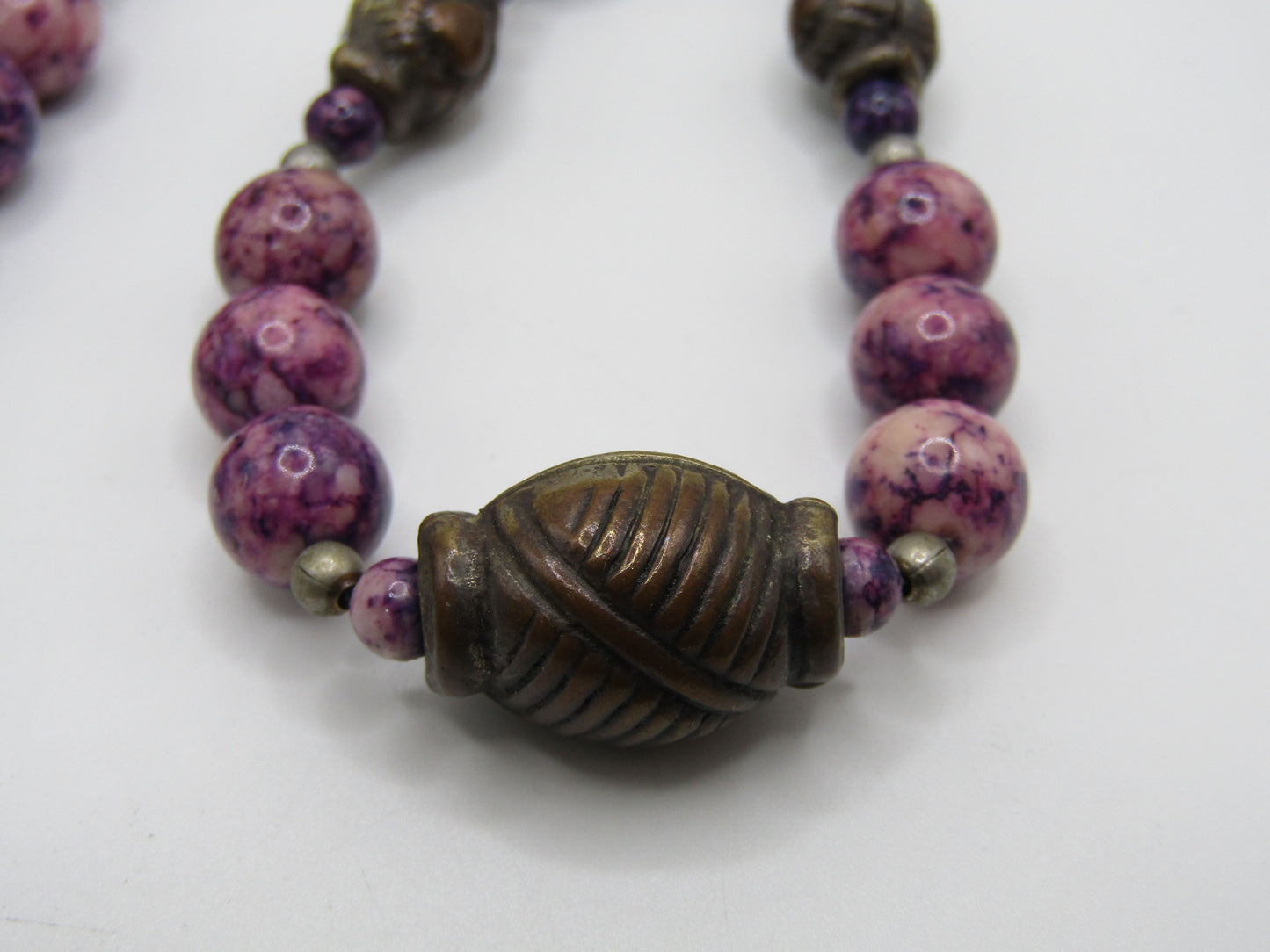 Judie Ingram Purple Swirl Resin Beaded Necklace