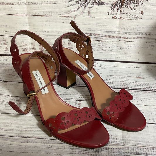 TABITHA SIMMONS Women's Red Eyelet Leather Strappy Shoes- SZ 36