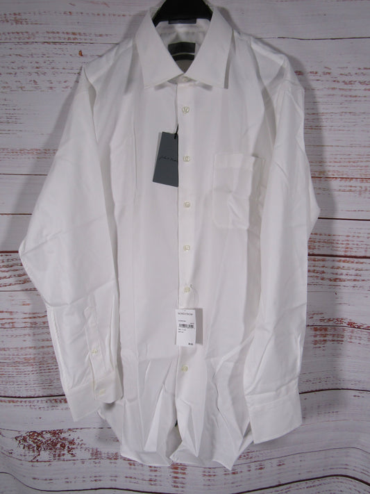 Nordstrom Men's White 100% Cotton Long Sleeve Button Down Shirt Size 17 x 36
