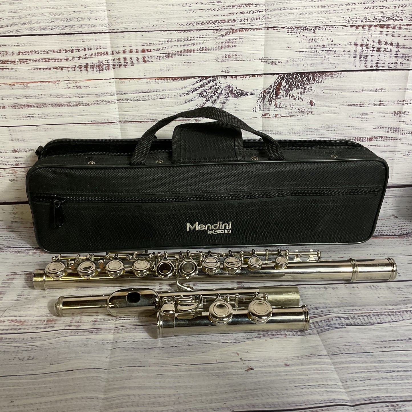 MENDINI by Cecillio Nickle Silver Student Flute with Soft Case