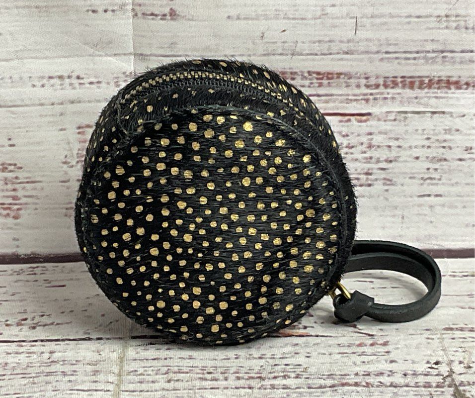 Madewell Metallic-Dot Calf Hair 3.25" Circle Pouch Black
