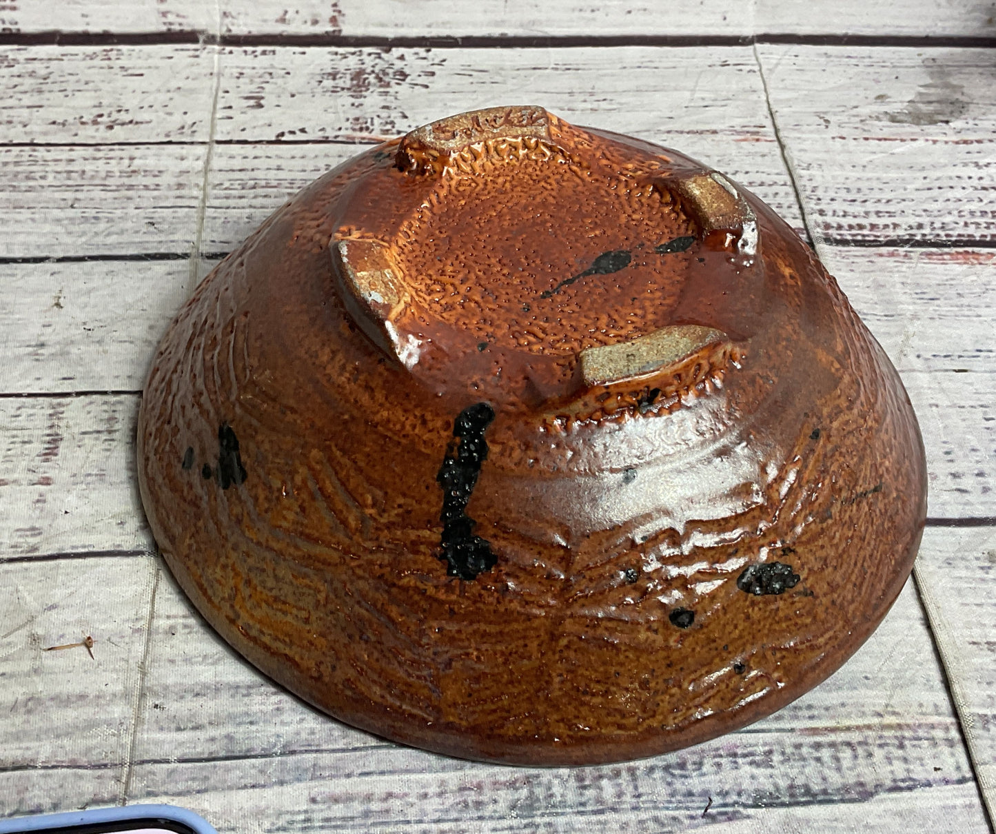 Handmade Speckled Glazed 6.5" Signed Bowl Copper Brown