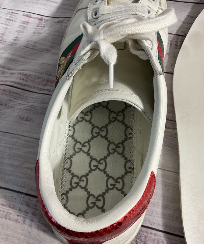 Gucci GG ACE 429446 Men's Sneakers White Leather Size 11 US/44.5 Bee Embroidered