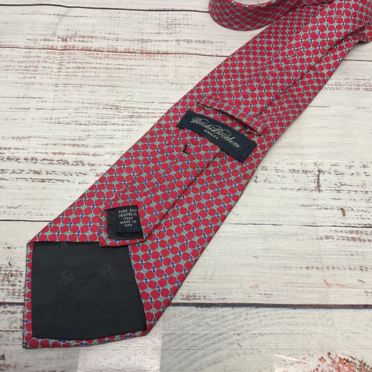 Brooks Brothers Red Blue Print Design 100% Silk Neck Tie 57"L 4"W