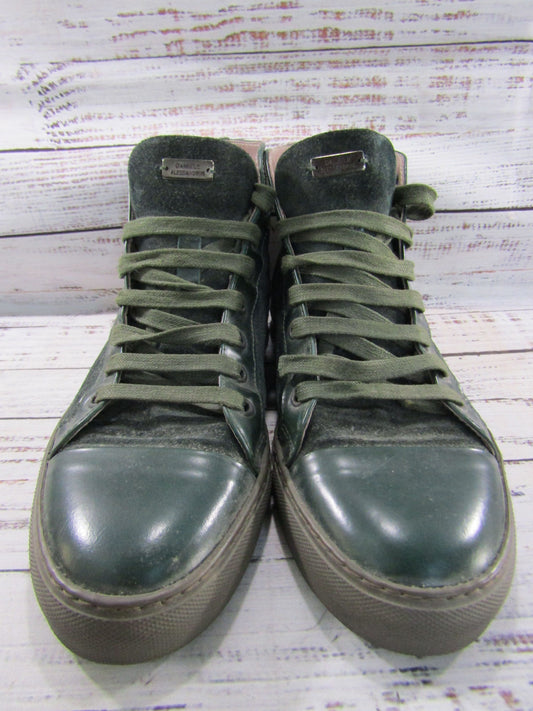 Daniele Alessandrini Men's Green Suede Mid-Top Sneakers Size 7 Made in Italy
