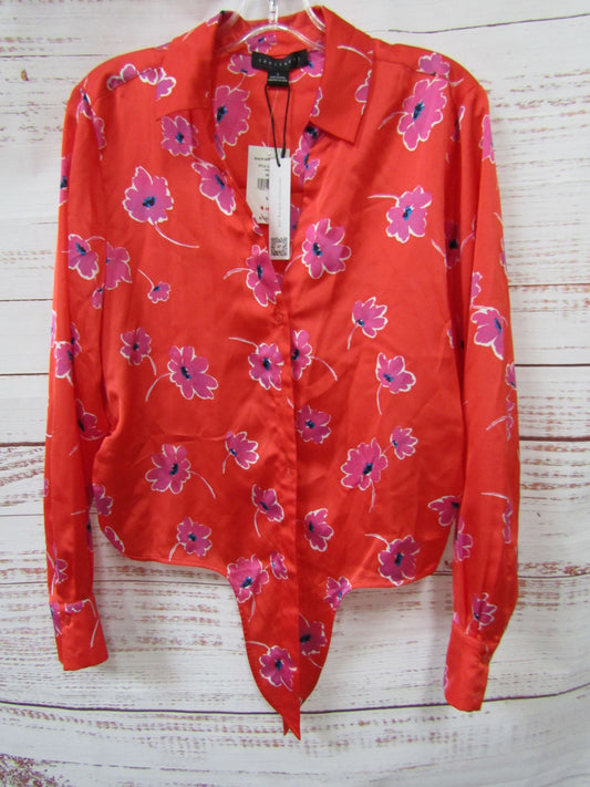 Sanctuary Lover Tie Women's Red Floral Button Down Blouse Size S