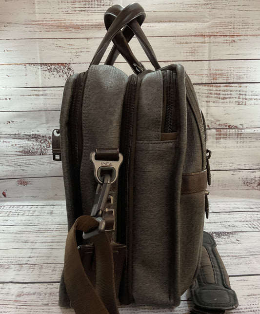 Tumi Gray Coated Nylon Leather Trim Briefcase 26141EG2
