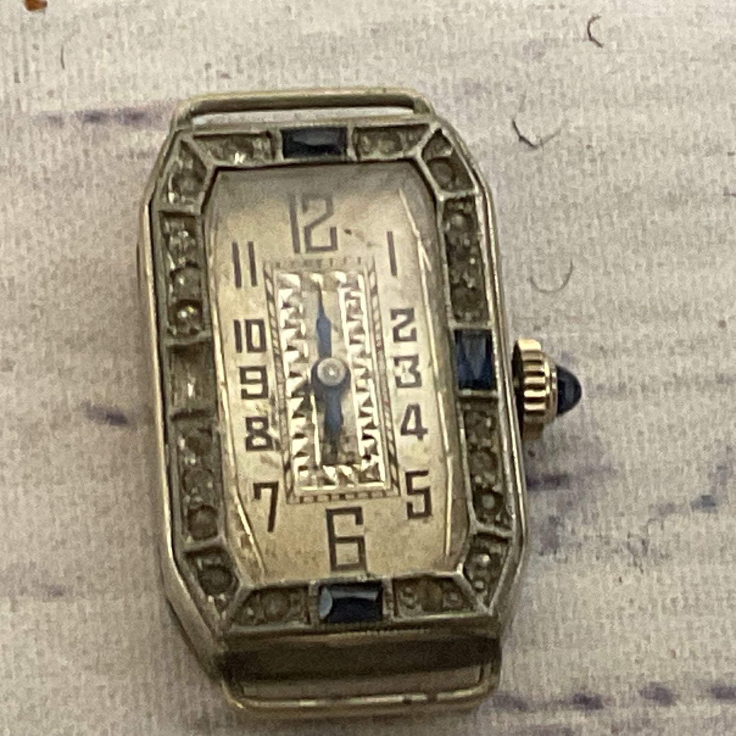 VTG. UNICUM Diel W.C. CO. Gold Plated Rhinestone Watch (NO BAND) (NOT WORKING)