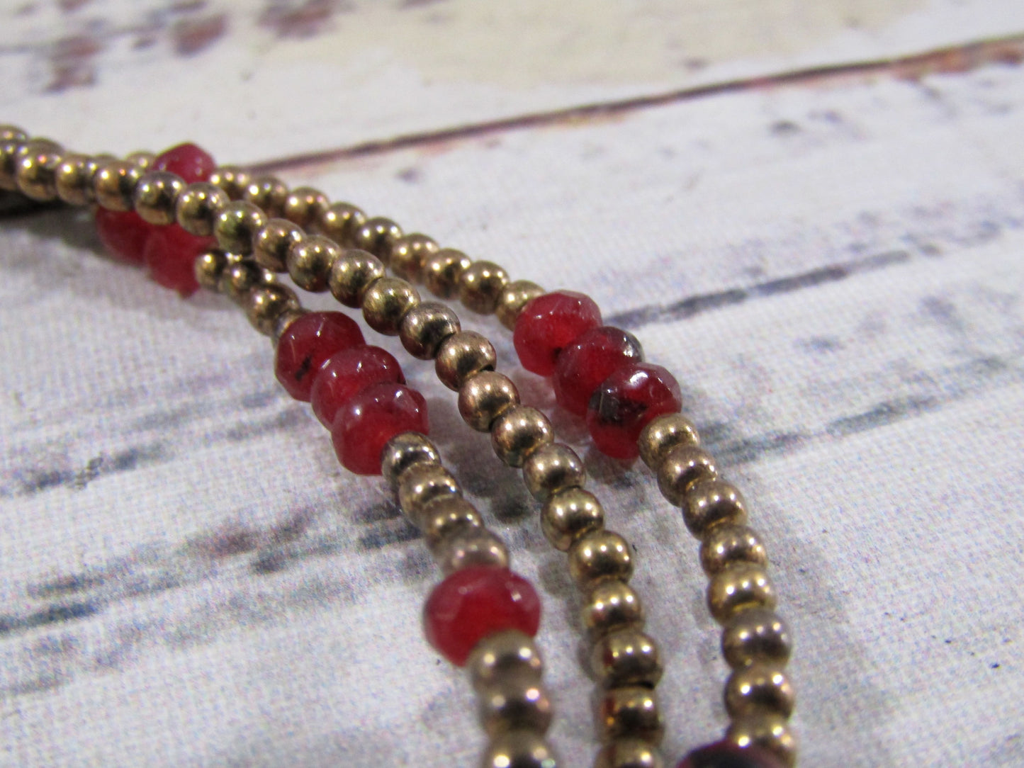 Vermeil Sterling Silver Faceted Jasper Beaded Bracelet