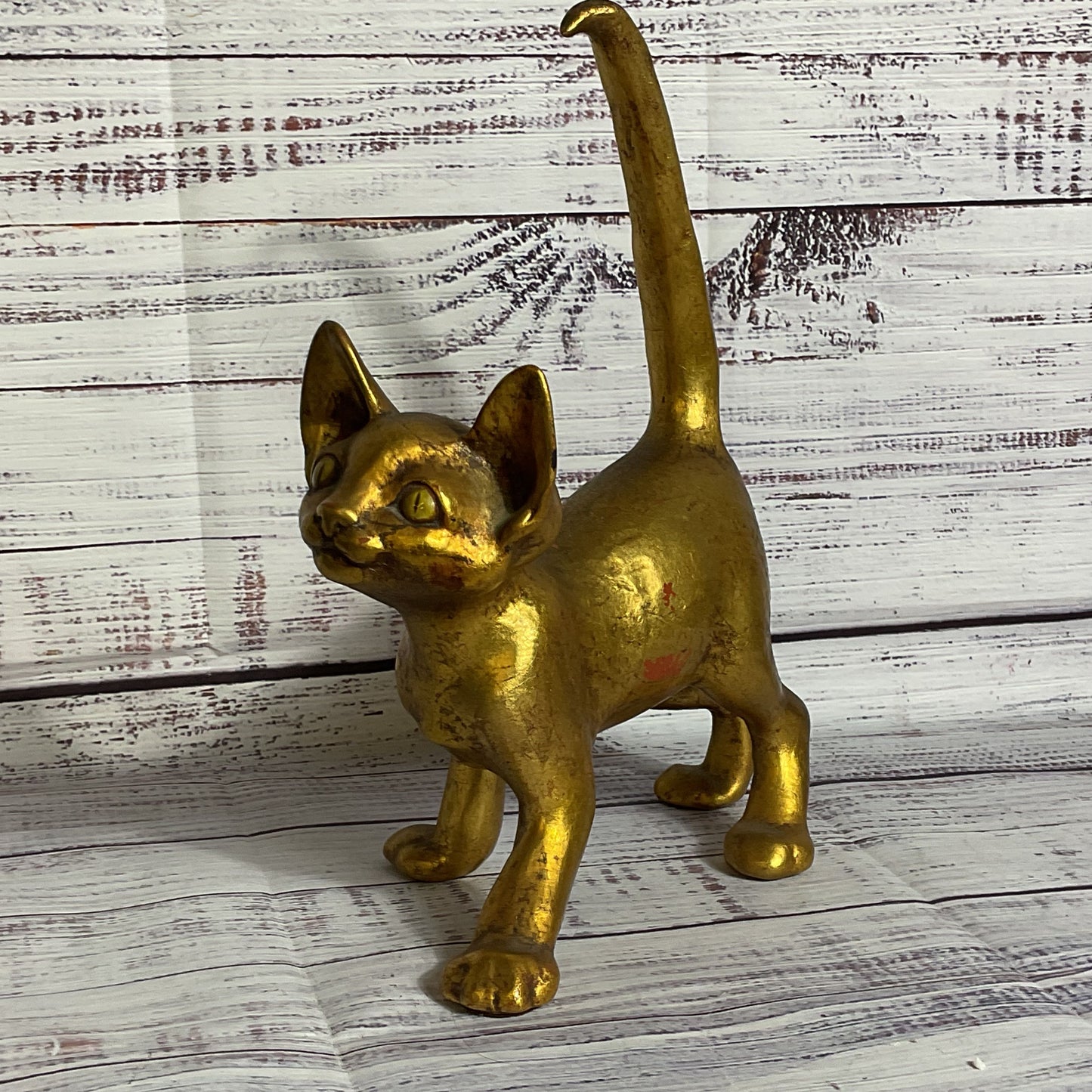 1973 VTG. ANTHONY FREEMAN MCFARLIN? Gold Leave Cat Figurine- 8" x 10"