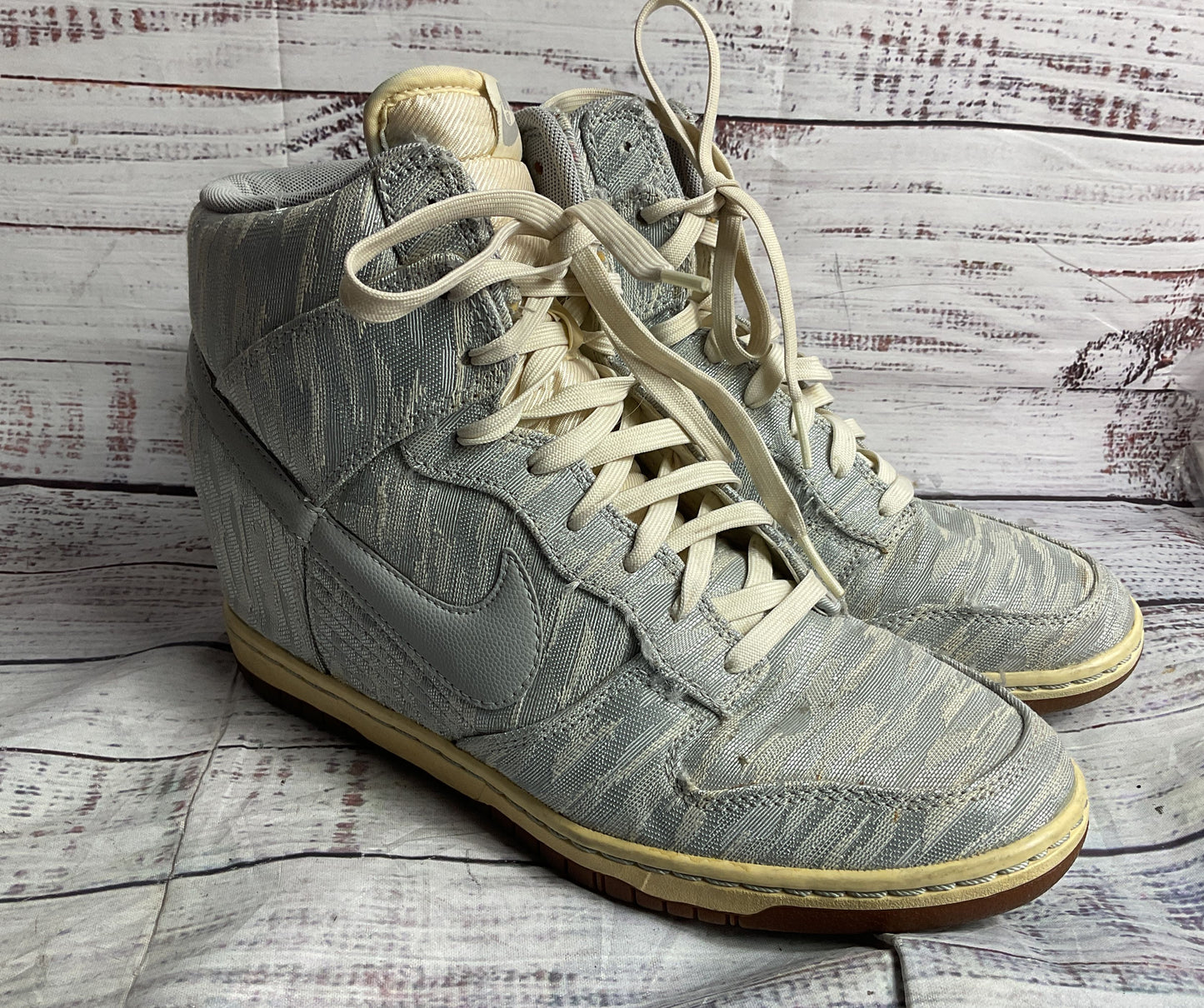 Nike Dunk Sky Hi Premium Wedge Sneakers Gray Sail Silver 10