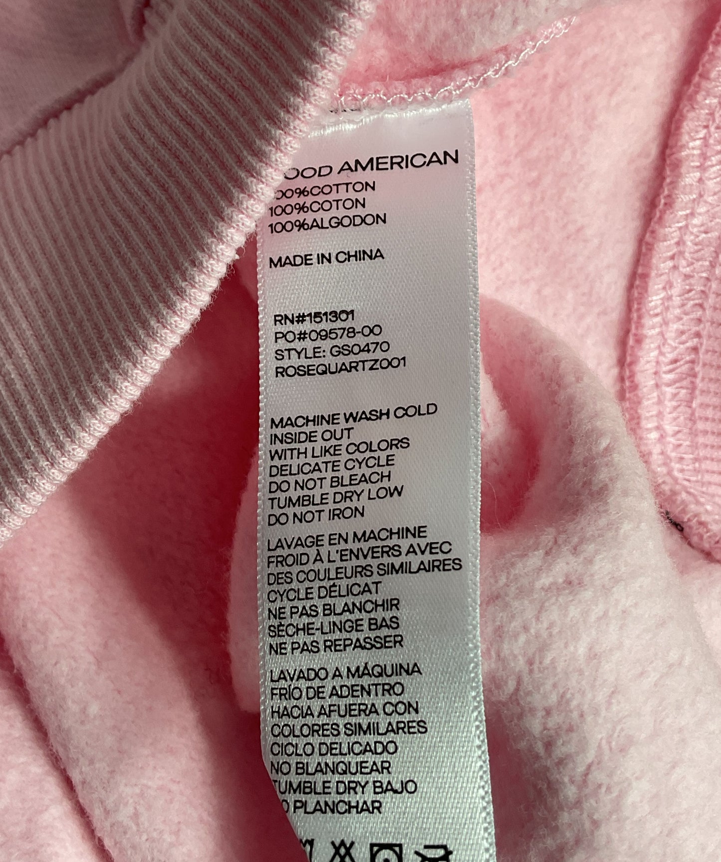 Good American Good Mama Oversized Faux Rhinestone Sweatshirt Pink Quartz 0
