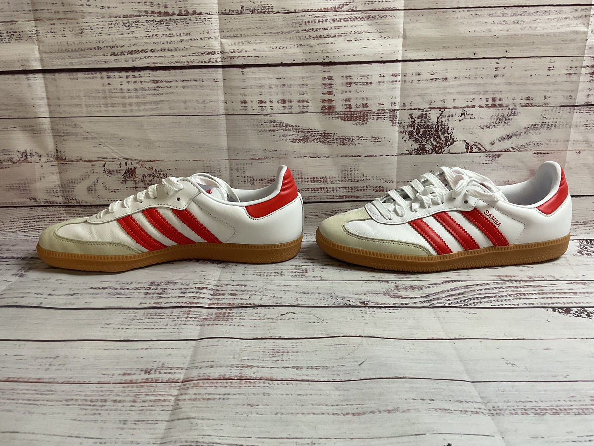 adidas Samba White & Red Sneaker Shoes With Extra Laces Women 9.5