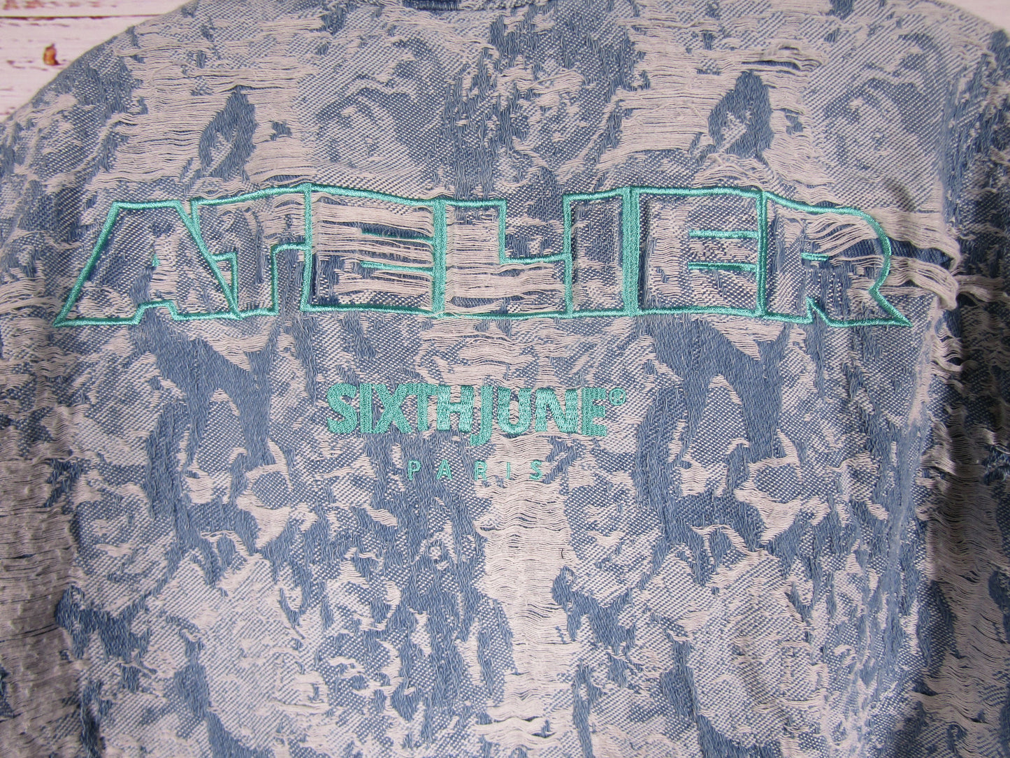 Sixth June Men's Blue Distressed Denim Short Sleeve Jacket Size XL