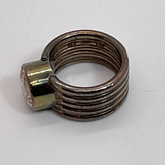 Sterling Silver & Smokey Quartz SZ 5.5 Ring- 11.80g