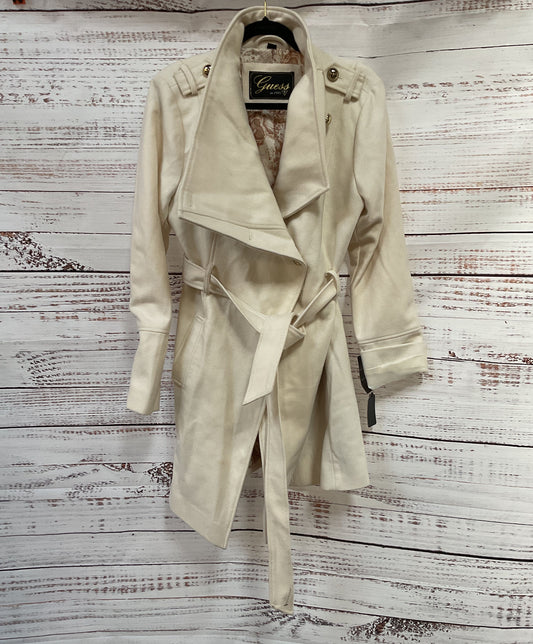 Guess Women's Ivory Wool Blend Asymmetrical Coat Jacket Size XL
