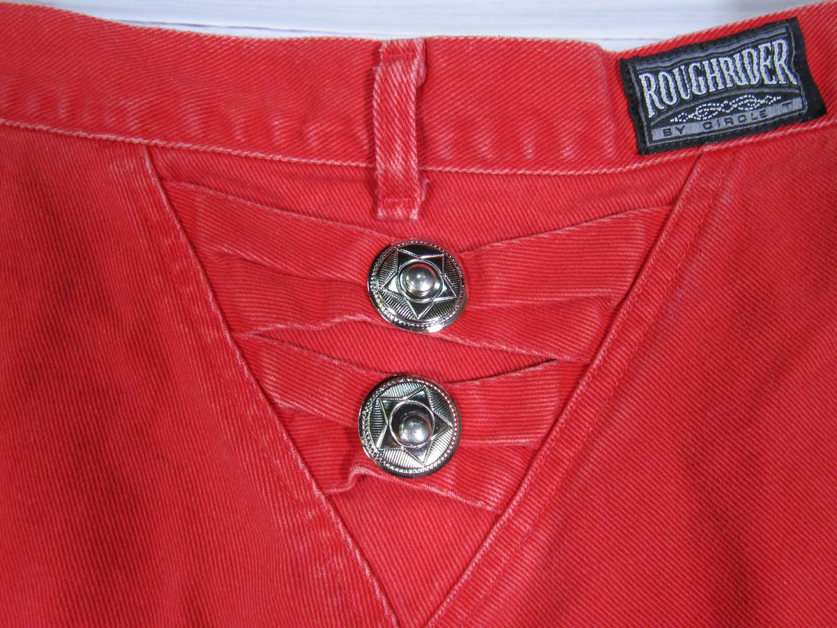 Vintage Roughrider by Circle T Women's Distressed Red Denim Jeans Size 13/14