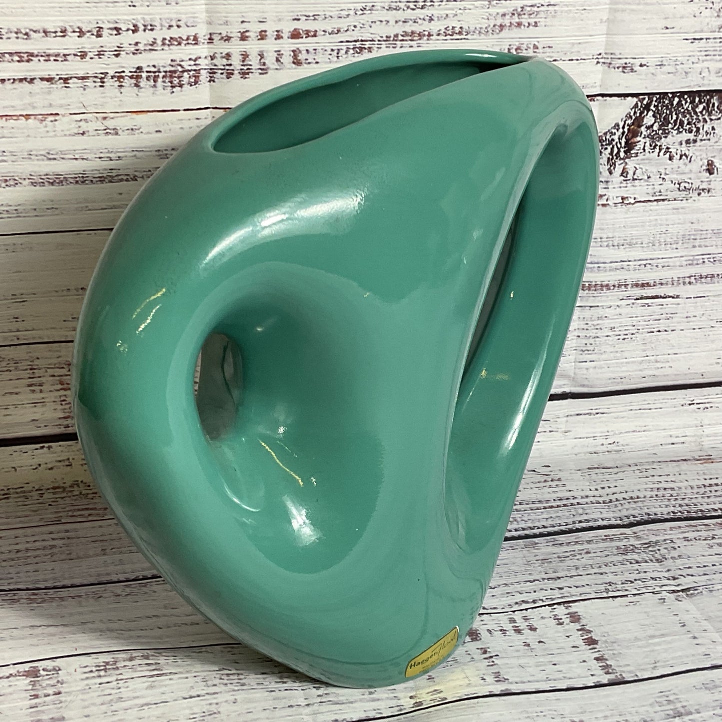 VTG. HAEGER Floral Green Abstract Decorative Vase- 9"