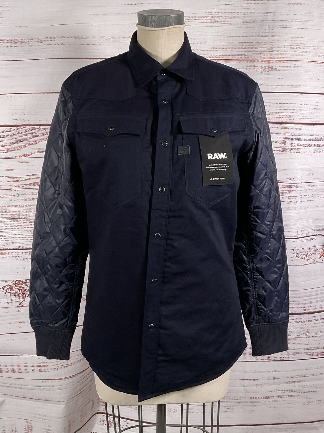 G-Star Raw 3301 Hybrid Padded Long-Sleeve Shirt Navy M