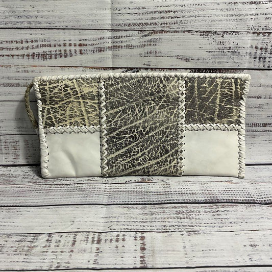 Y2K White and Grey Patchwork Leather Clutch w/ Unknown Brand Tag (Kuaro?)