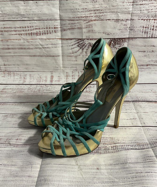 Vintage Valentino Garavani Patent Leather Suede Strappy Heels Size 37EU/7US