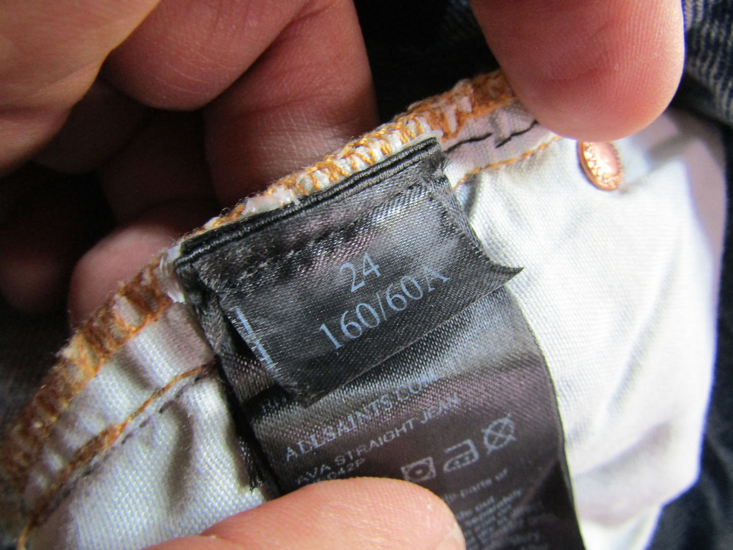 AllSaints Ava Women's Indigo Blue Straight Leg High Rise Cropped Jeans Size 24