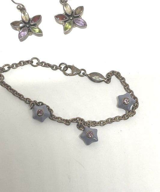 loveivy Sterling Silver Chain Bracelet Stay Charms & Drop Earrings