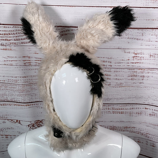 CFIERCE Faux Fur Studded Choker Punk Bunny Hoodie Hat