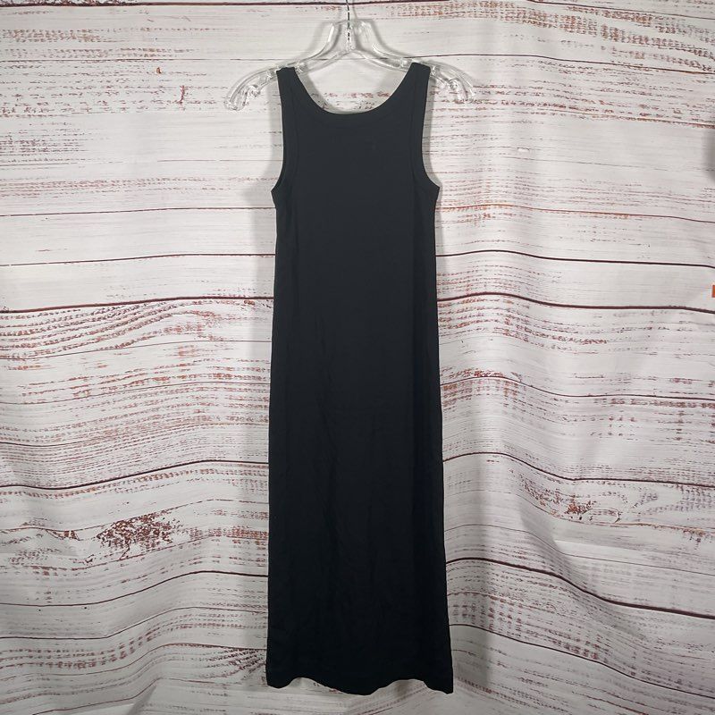 NWT Outerknown Black Ribbed Knit Tank Midi Dress - Size XS