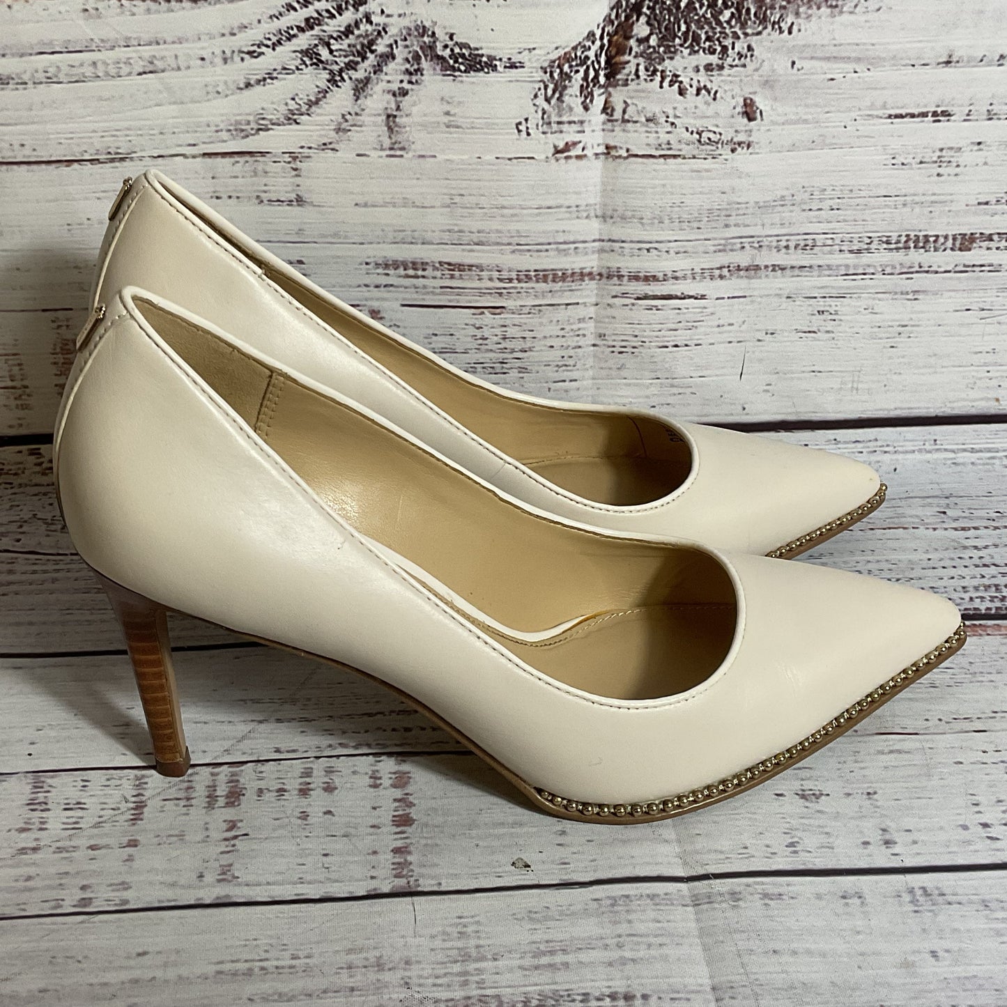 COACH Waverly Women's Beige Studded Pump Heels Shoes- SZ 7.5