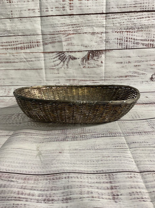 Vintage French Bakery Wire Bread Basket Tight Woven Silver Plate 10.5"x 7.5"